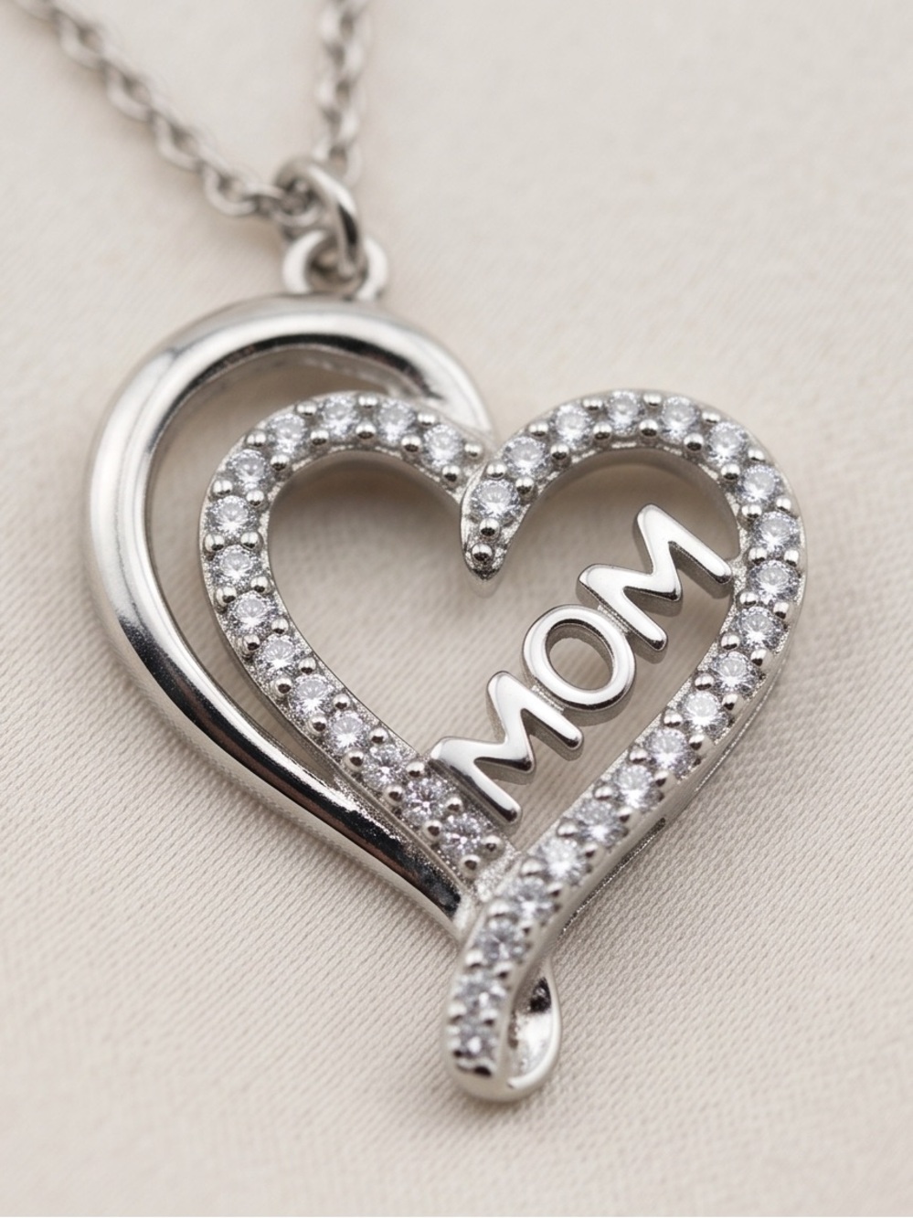 Vintage .925 Sterling Silver Heart Mom Pendant Necklace Ross & Simons